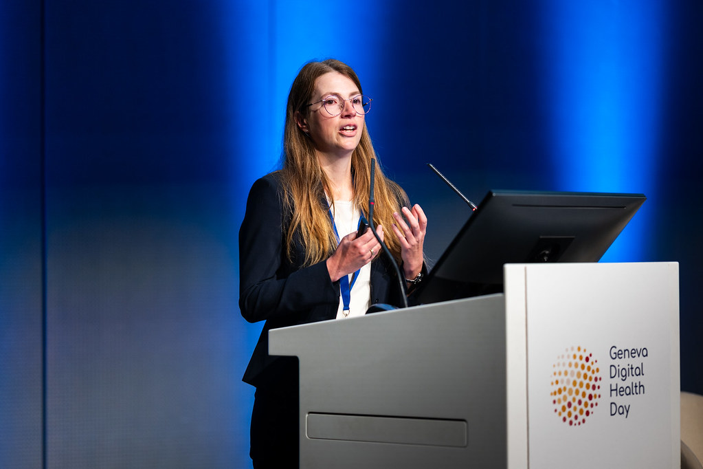 Marie Kuter introducing Tribe Check during Geneva Digital Health Day 2025
